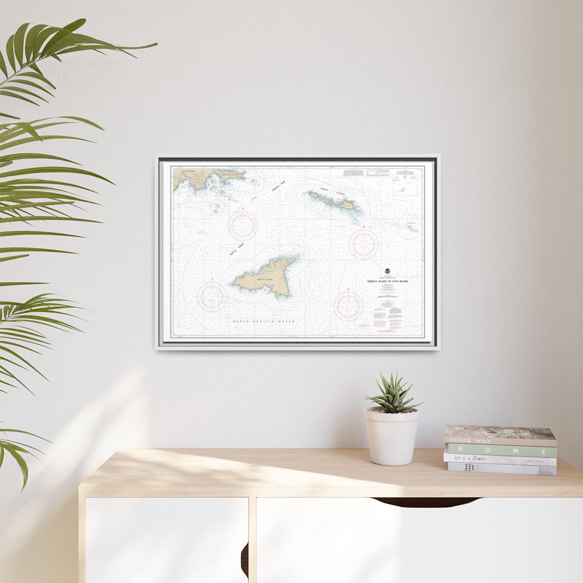 Chart 16423 Shemya Island to Attu Island - NOAA Nautical Chart Floating Frame Canvas | 30" x 20" | 36" x 24" | 48" x 32" - White context-1
