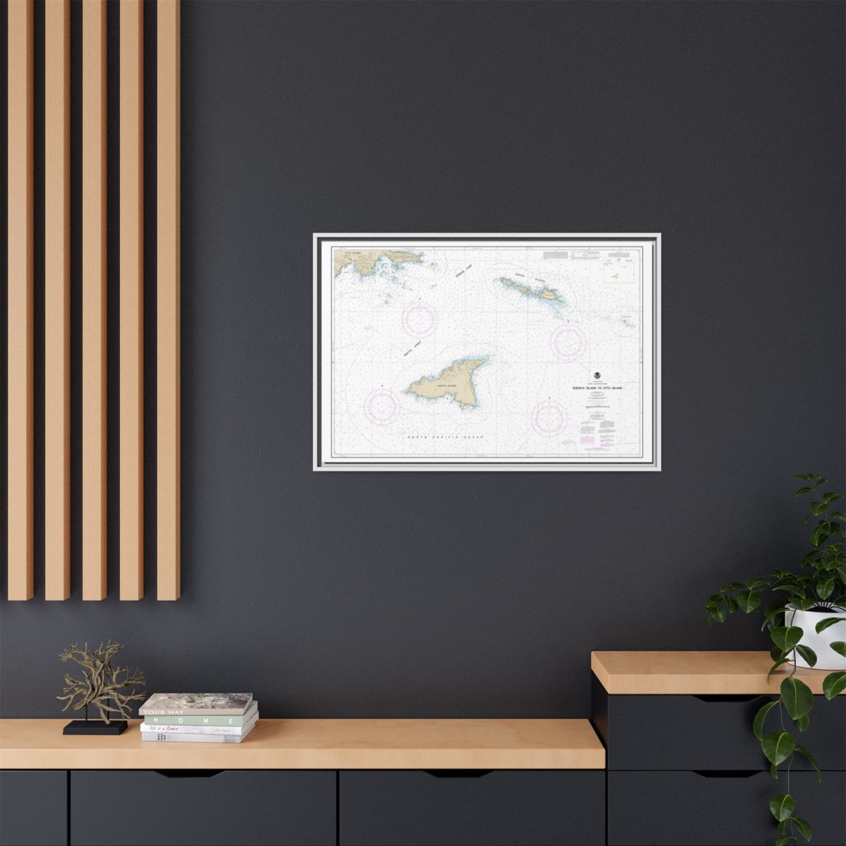 Chart 16423 Shemya Island to Attu Island - NOAA Nautical Chart Floating Frame Canvas | 30" x 20" | 36" x 24" | 48" x 32" - White context-2