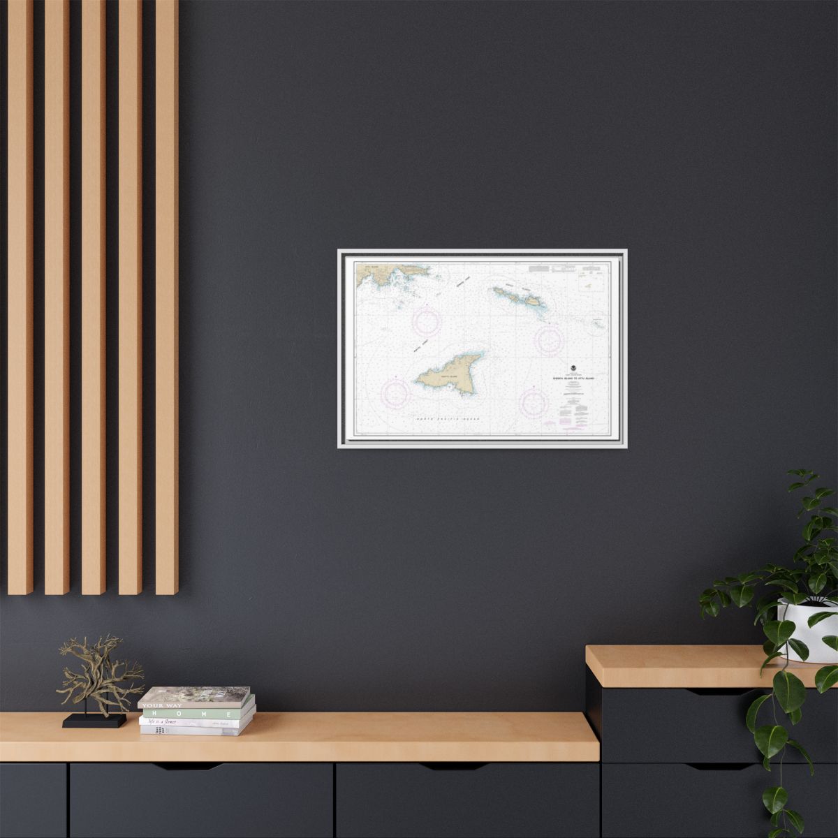 Chart 16423 Shemya Island to Attu Island - NOAA Nautical Chart Floating Frame Canvas | 30" x 20" | 36" x 24" | 48" x 32" - White context-2