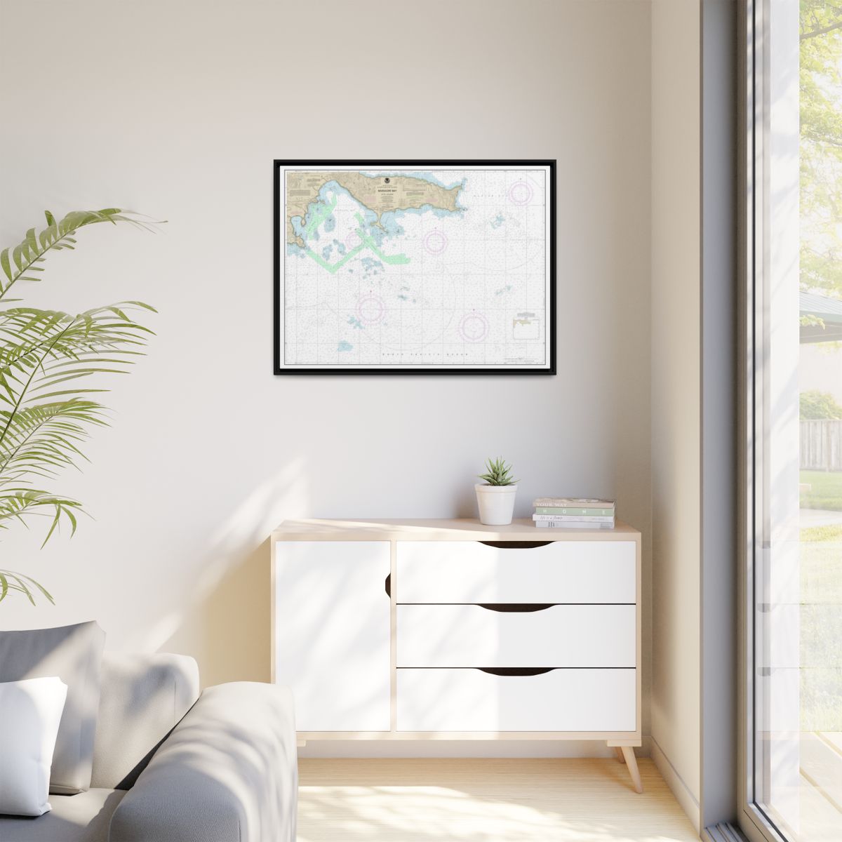 Chart 16432 Massacre Bay - NOAA Nautical Chart Floating Frame Canvas | 32" x 24" | 40" x 30" - Black context-1