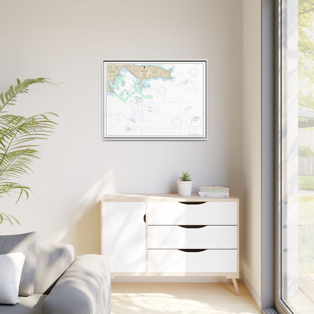 Chart 16432 Massacre Bay - NOAA Nautical Chart Floating Frame Canvas | 32" x 24" | 40" x 30" - White context-1