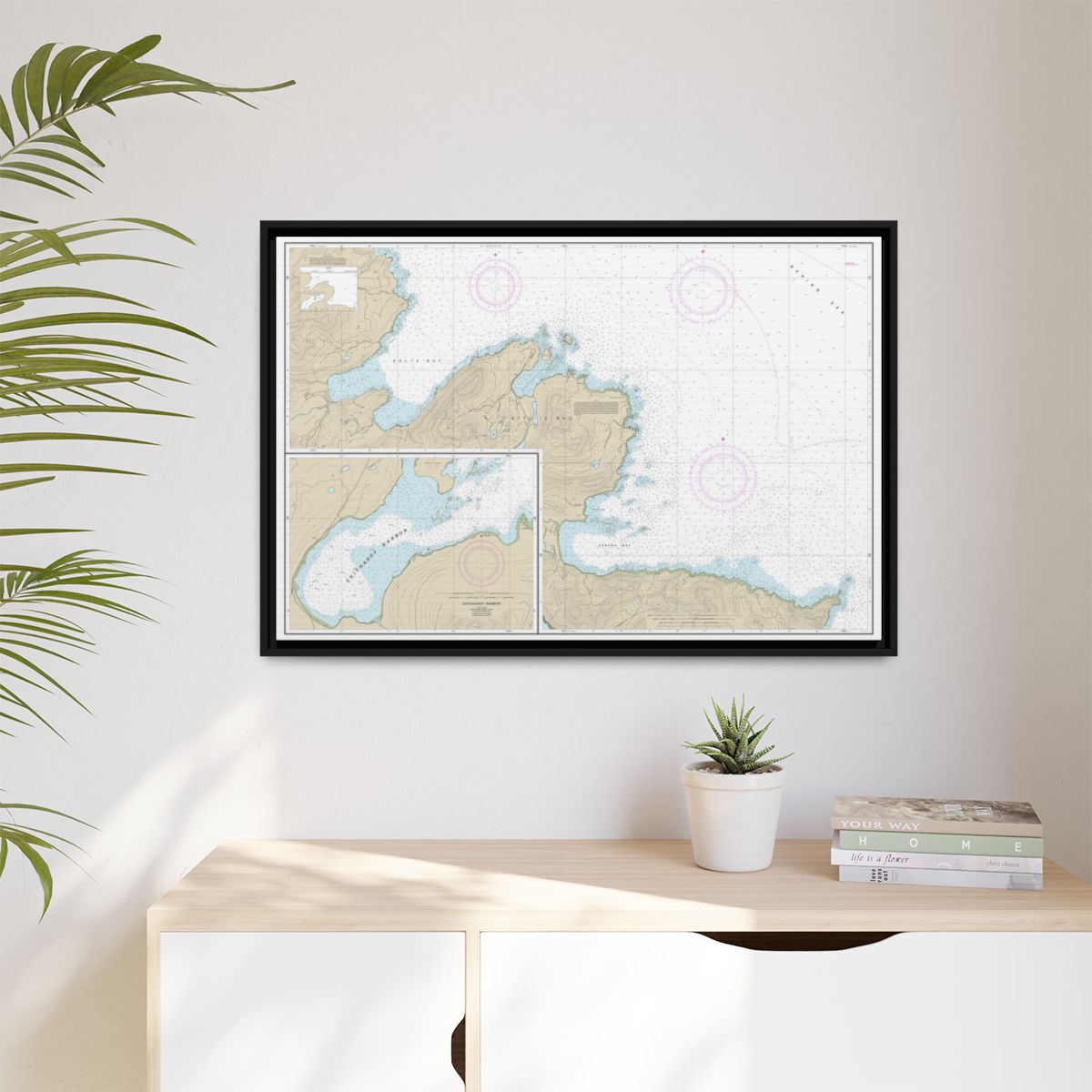 Chart 16433 Sarana Bay to Holtz Bay;Chichagof Harbor - NOAA Nautical Chart Floating Frame Canvas | 30" x 20" | 36" x 24" | 48" x 32" - Black context-1