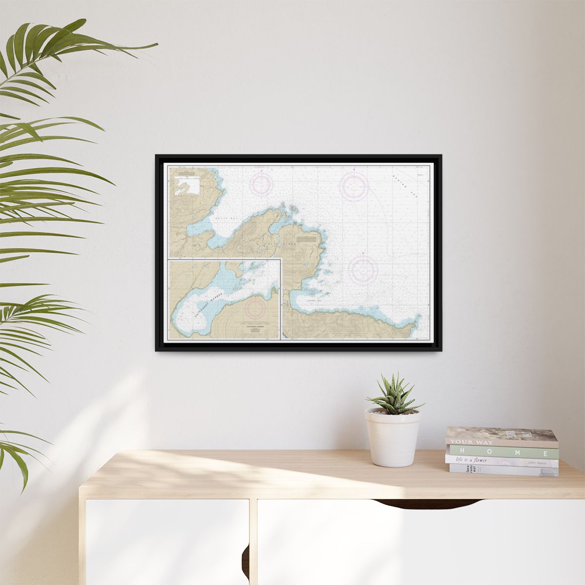 Chart 16433 Sarana Bay to Holtz Bay;Chichagof Harbor - NOAA Nautical Chart Floating Frame Canvas | 30" x 20" | 36" x 24" | 48" x 32" - Black context-1