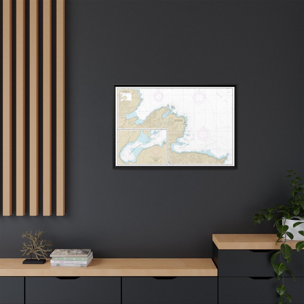 Chart 16433 Sarana Bay to Holtz Bay;Chichagof Harbor - NOAA Nautical Chart Floating Frame Canvas | 30" x 20" | 36" x 24" | 48" x 32" - Black context-2