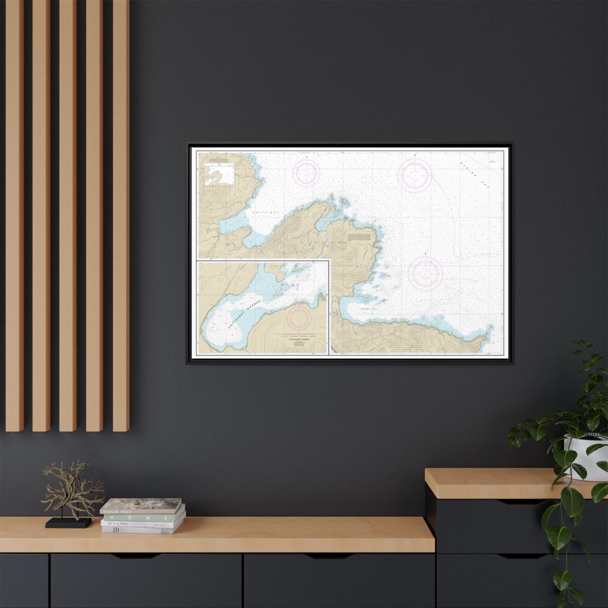 Chart 16433 Sarana Bay to Holtz Bay;Chichagof Harbor - NOAA Nautical Chart Floating Frame Canvas | 30" x 20" | 36" x 24" | 48" x 32" - Black context-2
