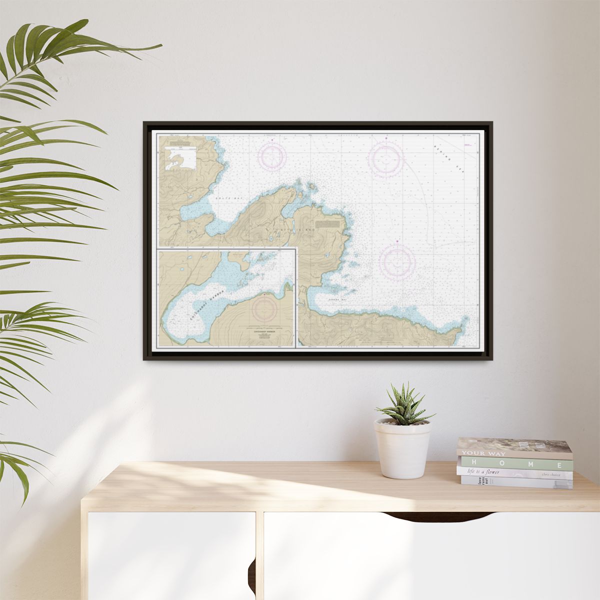 Chart 16433 Sarana Bay to Holtz Bay;Chichagof Harbor - NOAA Nautical Chart Floating Frame Canvas | 30" x 20" | 36" x 24" | 48" x 32" - Espresso context-1