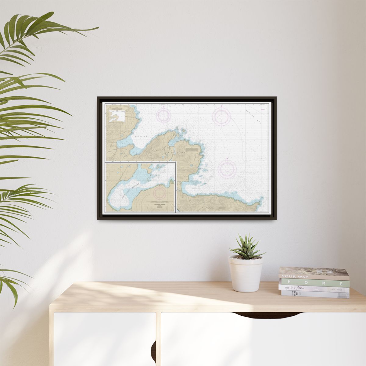 Chart 16433 Sarana Bay to Holtz Bay;Chichagof Harbor - NOAA Nautical Chart Floating Frame Canvas | 30" x 20" | 36" x 24" | 48" x 32" - Espresso context-1