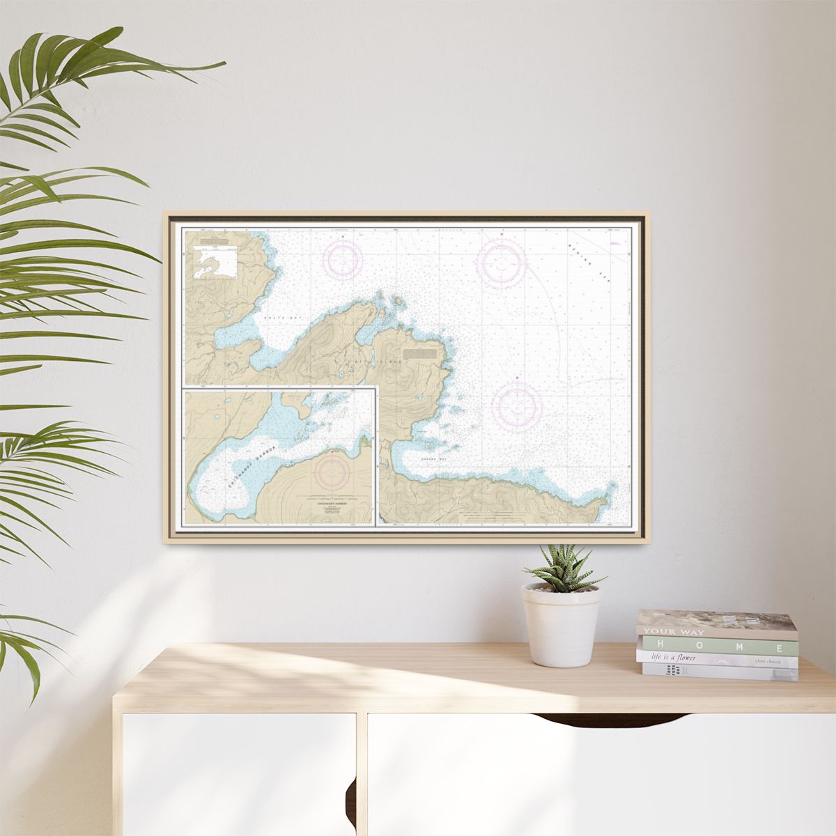 Chart 16433 Sarana Bay to Holtz Bay;Chichagof Harbor - NOAA Nautical Chart Floating Frame Canvas | 30" x 20" | 36" x 24" | 48" x 32" - Natural context-1