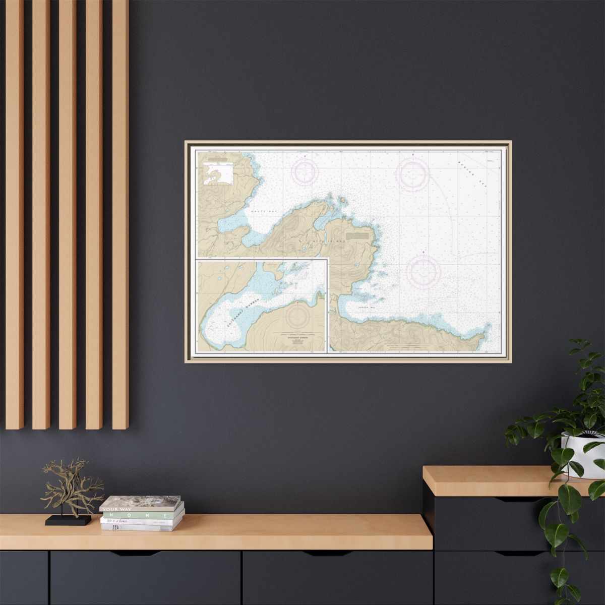 Chart 16433 Sarana Bay to Holtz Bay;Chichagof Harbor - NOAA Nautical Chart Floating Frame Canvas | 30" x 20" | 36" x 24" | 48" x 32" - Natural context-2