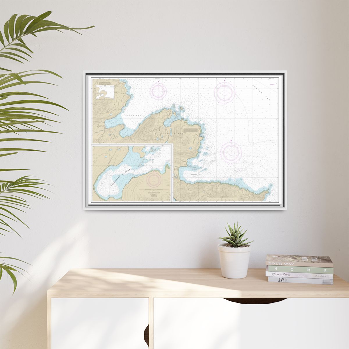 Chart 16433 Sarana Bay to Holtz Bay;Chichagof Harbor - NOAA Nautical Chart Floating Frame Canvas | 30" x 20" | 36" x 24" | 48" x 32" - White context-1