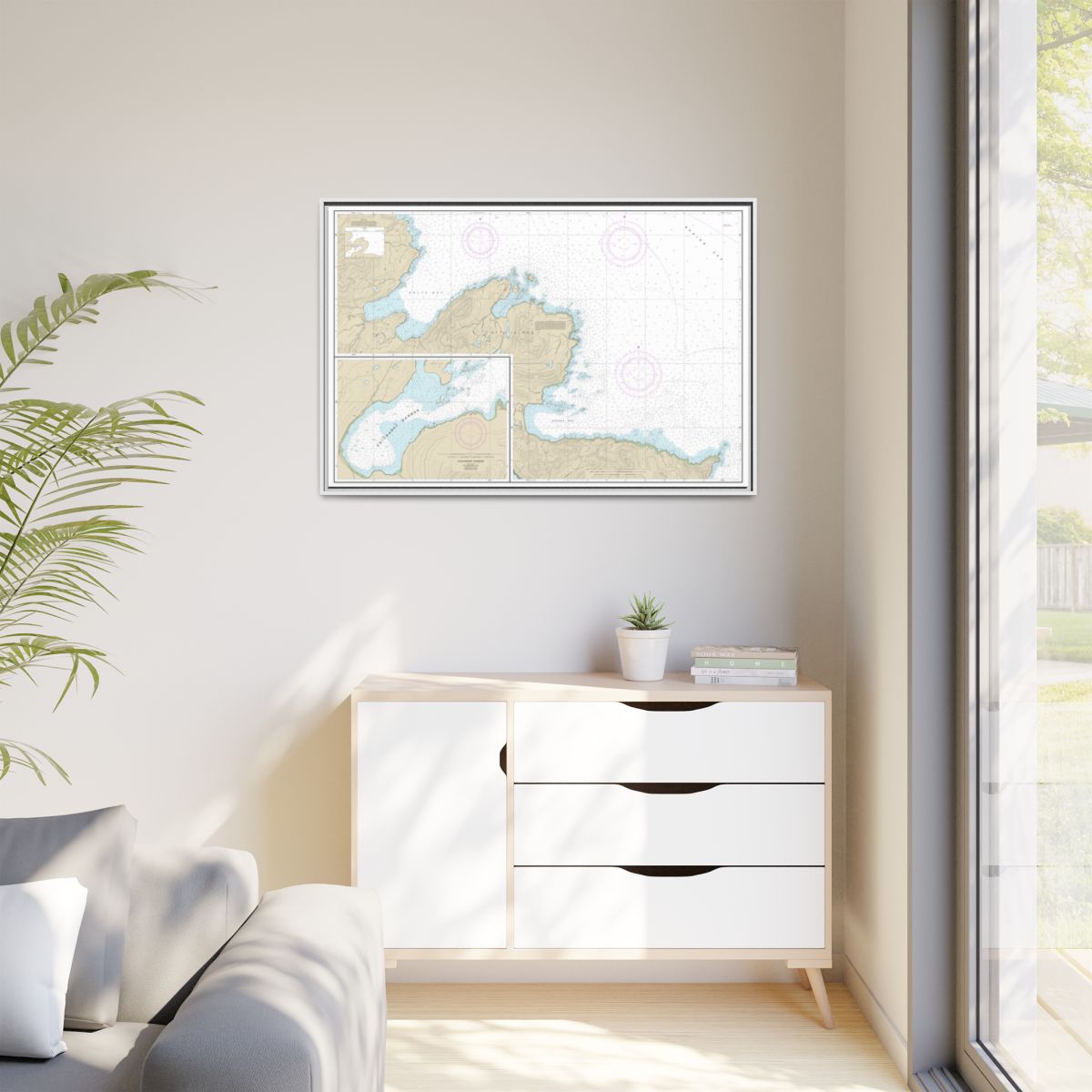 Chart 16433 Sarana Bay to Holtz Bay;Chichagof Harbor - NOAA Nautical Chart Floating Frame Canvas | 30" x 20" | 36" x 24" | 48" x 32" - White context-1