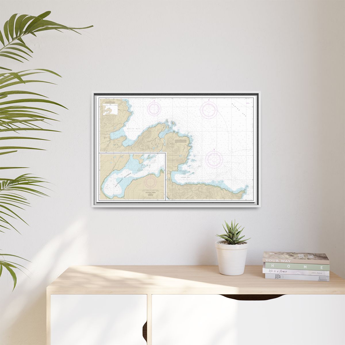 Chart 16433 Sarana Bay to Holtz Bay;Chichagof Harbor - NOAA Nautical Chart Floating Frame Canvas | 30" x 20" | 36" x 24" | 48" x 32" - White context-1