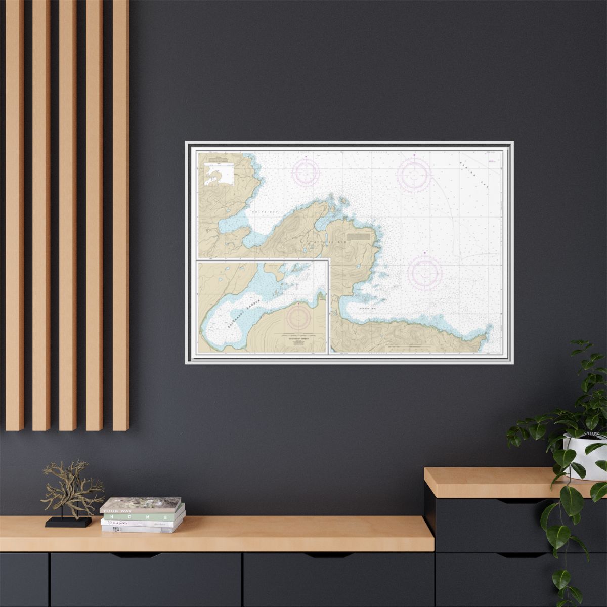 Chart 16433 Sarana Bay to Holtz Bay;Chichagof Harbor - NOAA Nautical Chart Floating Frame Canvas | 30" x 20" | 36" x 24" | 48" x 32" - White context-2