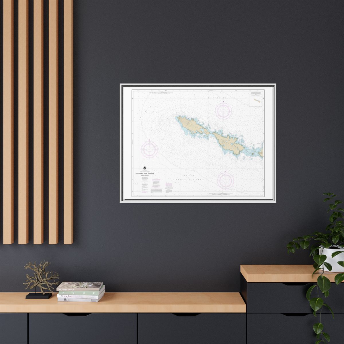 Chart 16435 Semichi Islands Alaid and Nizki Islands - NOAA Nautical Chart Floating Frame Canvas | 32" x 24" | 40" x 30" - White context-2