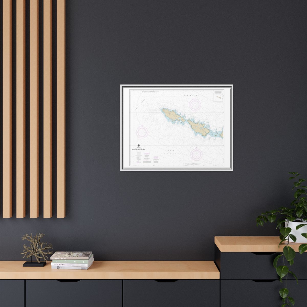 Chart 16435 Semichi Islands Alaid and Nizki Islands - NOAA Nautical Chart Floating Frame Canvas | 32" x 24" | 40" x 30" - White context-2