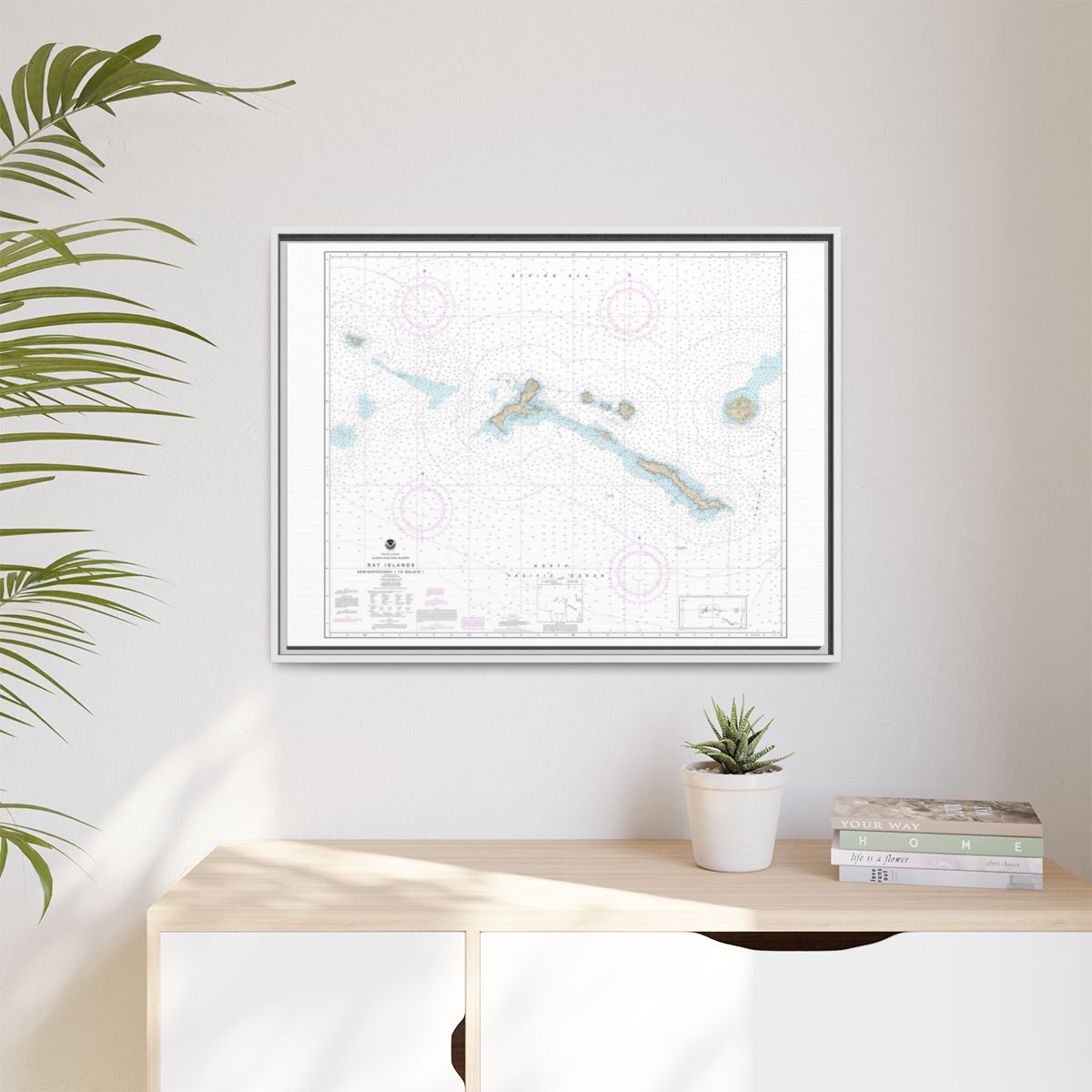 Chart 16440 Rat Islands Semisopochnoi Island to Buldir l. - NOAA Nautical Chart Floating Frame Canvas | 32" x 24" | 40" x 30" - White context-1