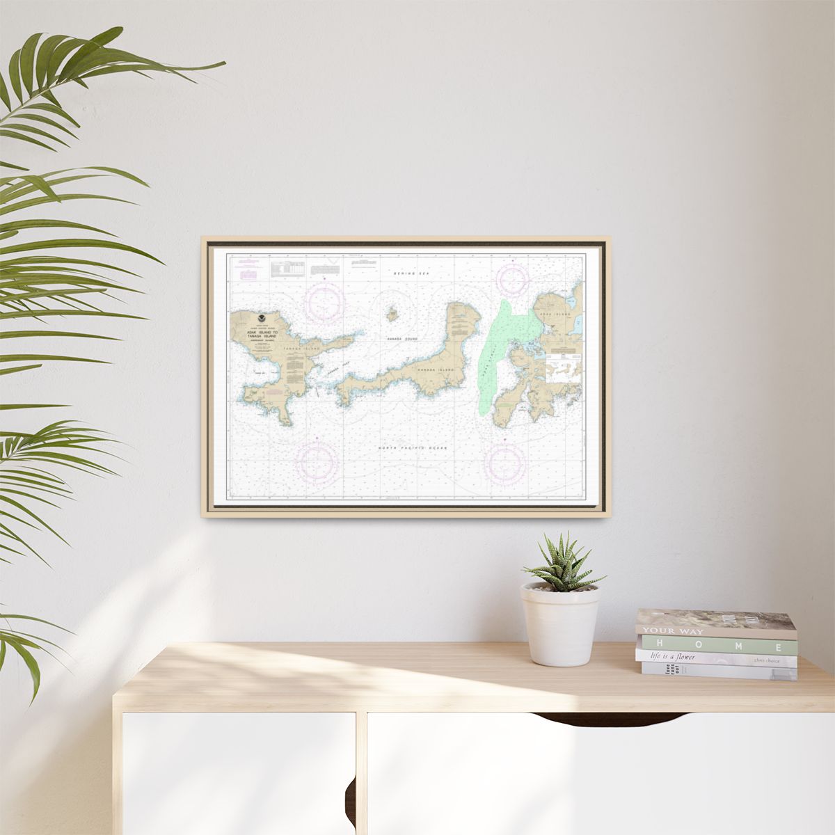 Chart 16467 Adak Island to Tanaga Island - NOAA Nautical Chart Floating Frame Canvas | 30" x 20" | 36" x 24" | 48" x 32" - Natural context-1