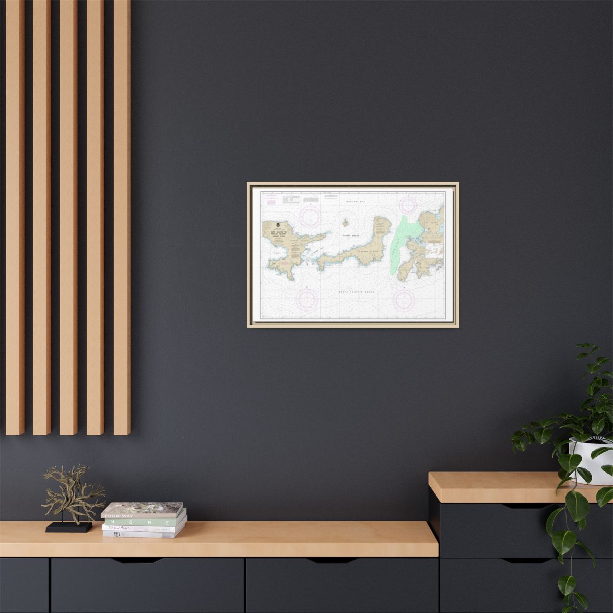 Chart 16467 Adak Island to Tanaga Island - NOAA Nautical Chart Floating Frame Canvas | 30" x 20" | 36" x 24" | 48" x 32" - Natural context-2
