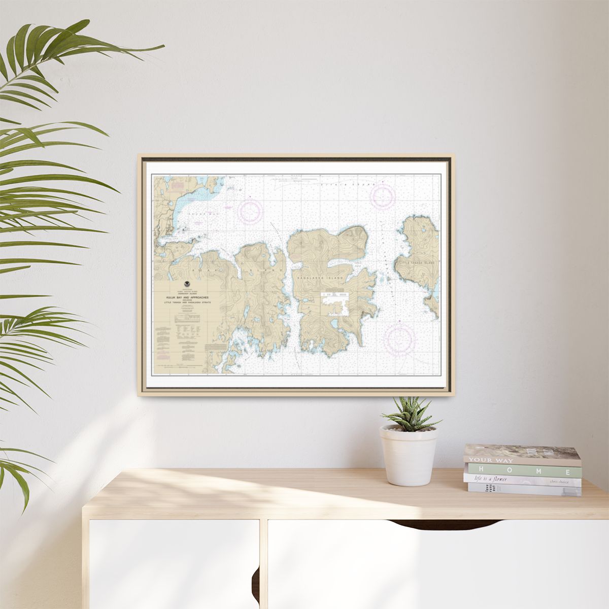 Chart 16475 Kuluk Bay and approaches, including Little Tanaga and Kagalaska Strs. - NOAA Nautical Chart Floating Frame Canvas | 32" x 24" | 40" x 30" - Natural context-1
