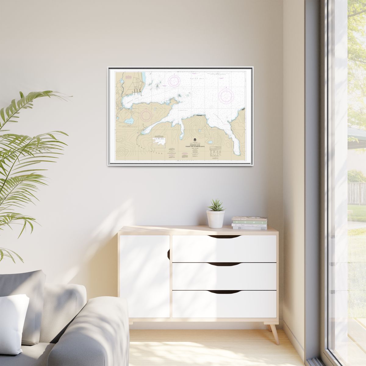 Chart 16476 Sweeper Cove, Finger and Scabbard Bays - NOAA Nautical Chart Floating Frame Canvas | 30" x 20" | 36" x 24" | 48" x 32" - White context-1