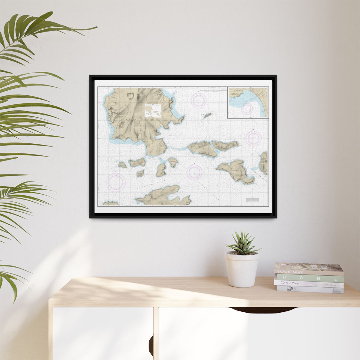 Chart 16478 Tagalak Island to Great Sitkin Island;Sand Bay-Northeast Cove - NOAA Nautical Chart Floating Frame Canvas | 32" x 24" | 40" x 30" - Black context-1