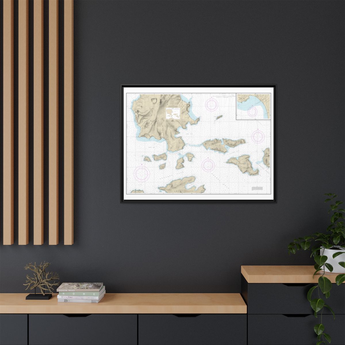 Chart 16478 Tagalak Island to Great Sitkin Island;Sand Bay-Northeast Cove - NOAA Nautical Chart Floating Frame Canvas | 32" x 24" | 40" x 30" - Black context-2