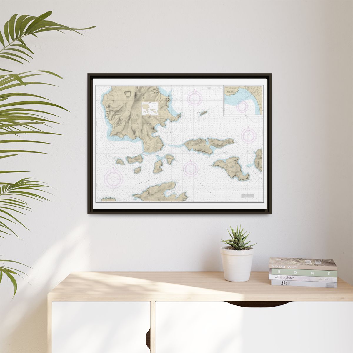 Chart 16478 Tagalak Island to Great Sitkin Island;Sand Bay-Northeast Cove - NOAA Nautical Chart Floating Frame Canvas | 32" x 24" | 40" x 30" - Espresso context-1