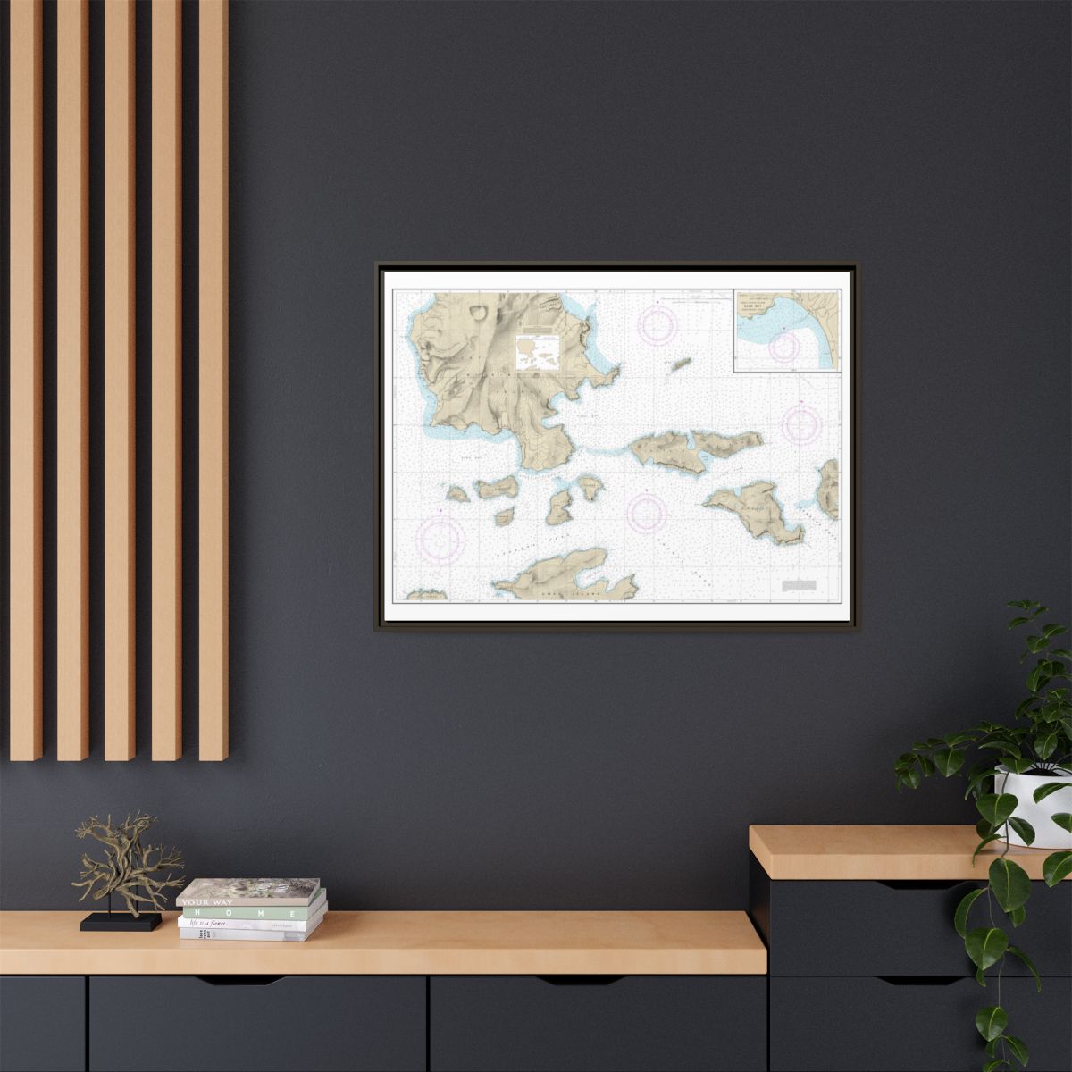 Chart 16478 Tagalak Island to Great Sitkin Island;Sand Bay-Northeast Cove - NOAA Nautical Chart Floating Frame Canvas | 32" x 24" | 40" x 30" - Espresso context-2