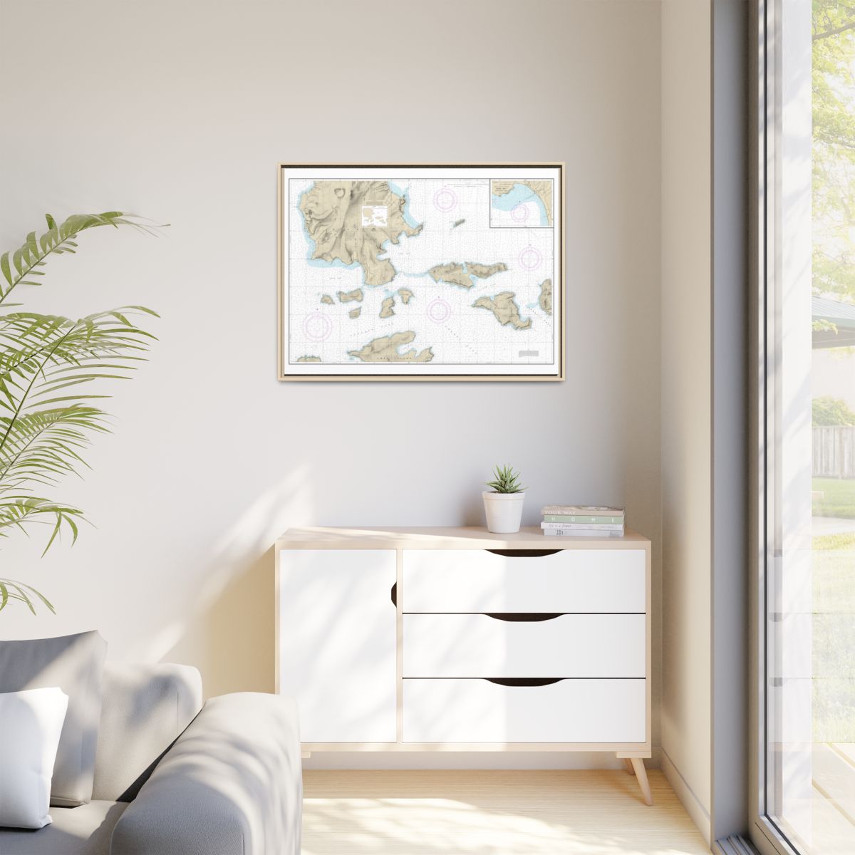 Chart 16478 Tagalak Island to Great Sitkin Island;Sand Bay-Northeast Cove - NOAA Nautical Chart Floating Frame Canvas | 32" x 24" | 40" x 30" - Natural context-1