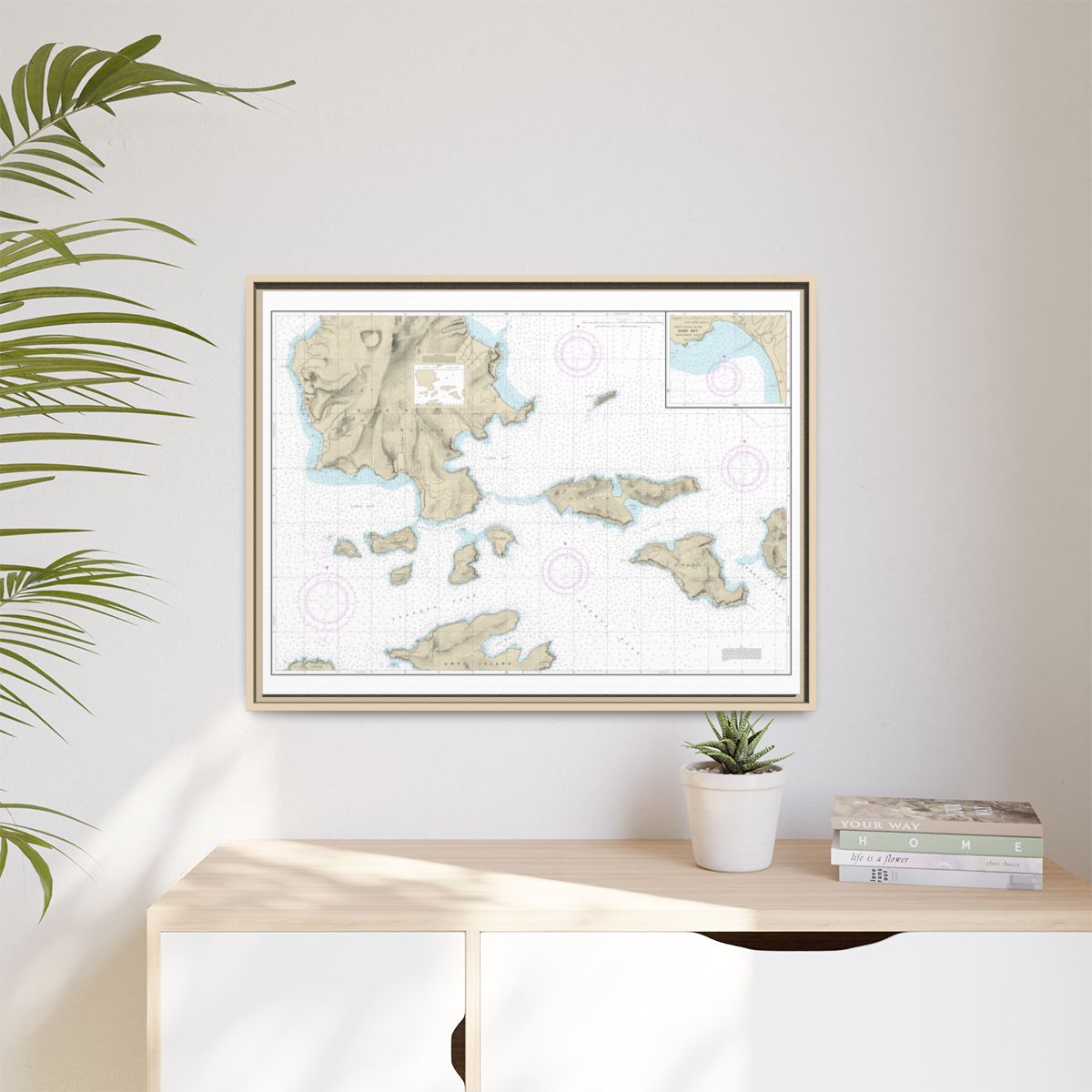 Chart 16478 Tagalak Island to Great Sitkin Island;Sand Bay-Northeast Cove - NOAA Nautical Chart Floating Frame Canvas | 32" x 24" | 40" x 30" - Natural context-1