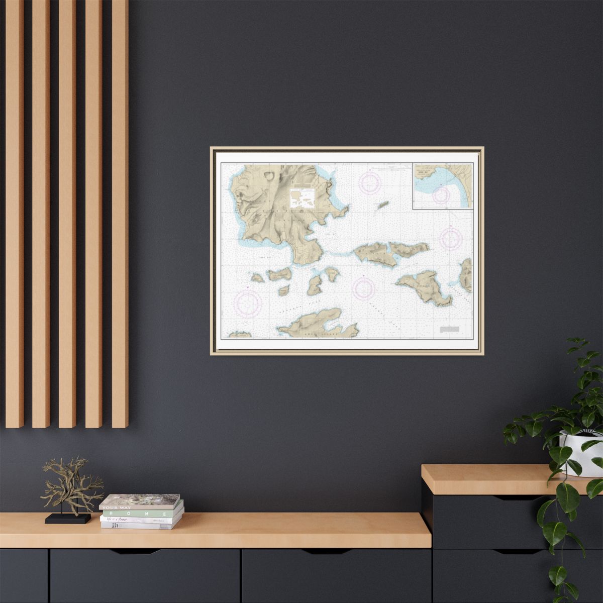 Chart 16478 Tagalak Island to Great Sitkin Island;Sand Bay-Northeast Cove - NOAA Nautical Chart Floating Frame Canvas | 32" x 24" | 40" x 30" - Natural context-2