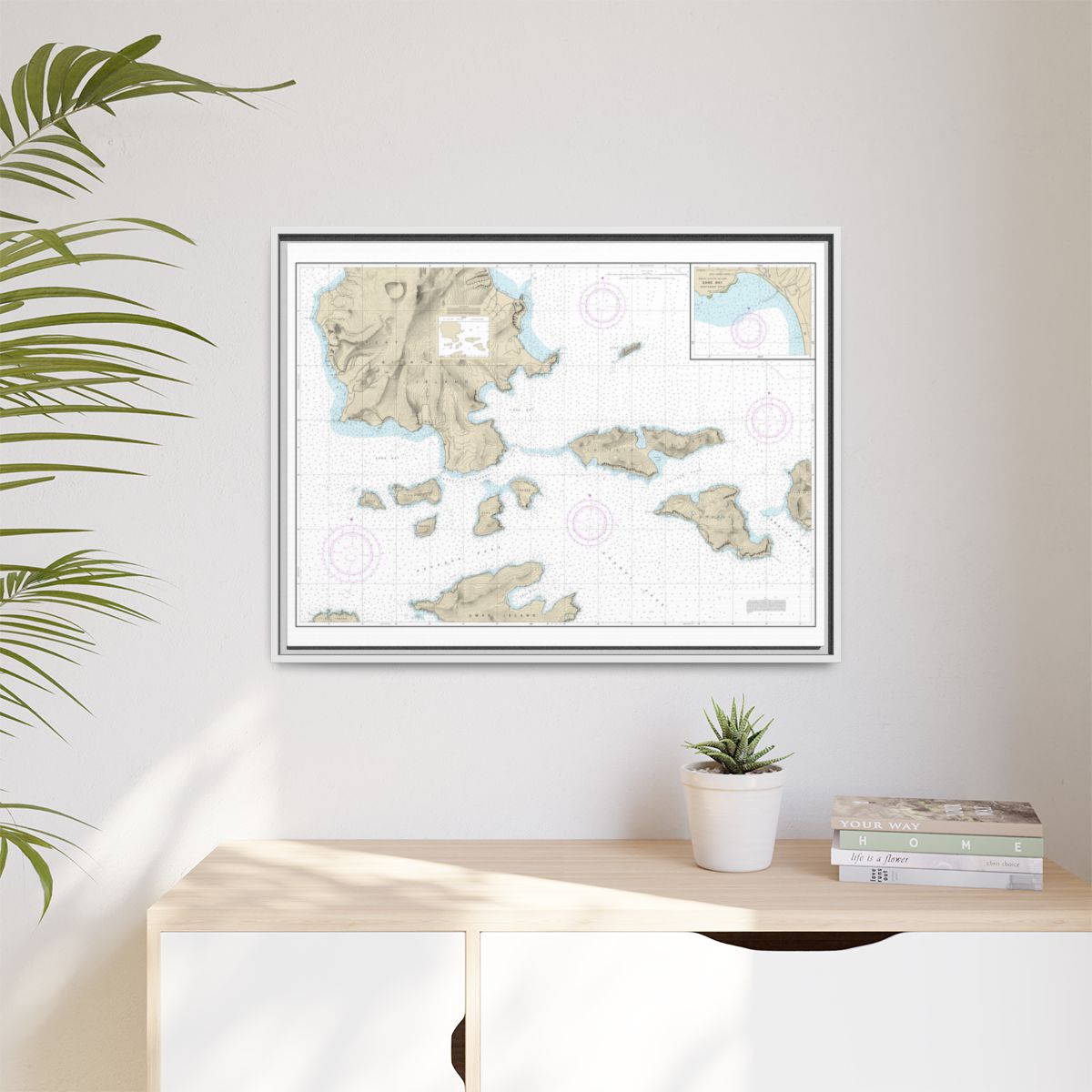 Chart 16478 Tagalak Island to Great Sitkin Island;Sand Bay-Northeast Cove - NOAA Nautical Chart Floating Frame Canvas | 32" x 24" | 40" x 30" - White context-1