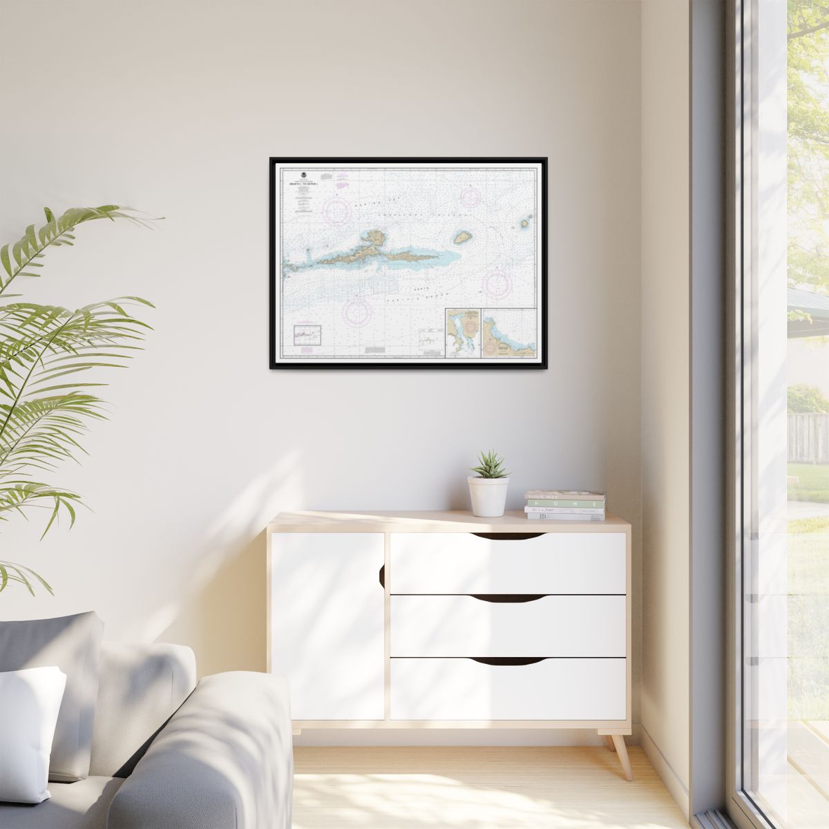 Chart 16480 Amkta Island to Igitkin Island;Finch Cove Seguam Island;Sviechnikof Harbor, Amilia Island - NOAA Nautical Chart Floating Frame Canvas | 32" x 24" | 40" x 30" - Black context-1