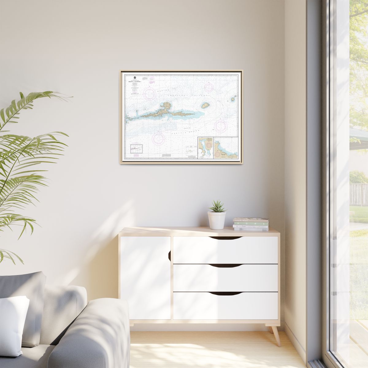 Chart 16480 Amkta Island to Igitkin Island;Finch Cove Seguam Island;Sviechnikof Harbor, Amilia Island - NOAA Nautical Chart Floating Frame Canvas | 32" x 24" | 40" x 30" - Natural context-1