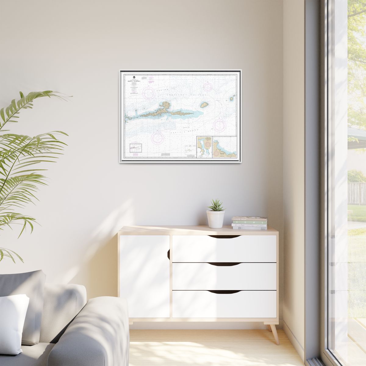 Chart 16480 Amkta Island to Igitkin Island;Finch Cove Seguam Island;Sviechnikof Harbor, Amilia Island - NOAA Nautical Chart Floating Frame Canvas | 32" x 24" | 40" x 30" - White context-1
