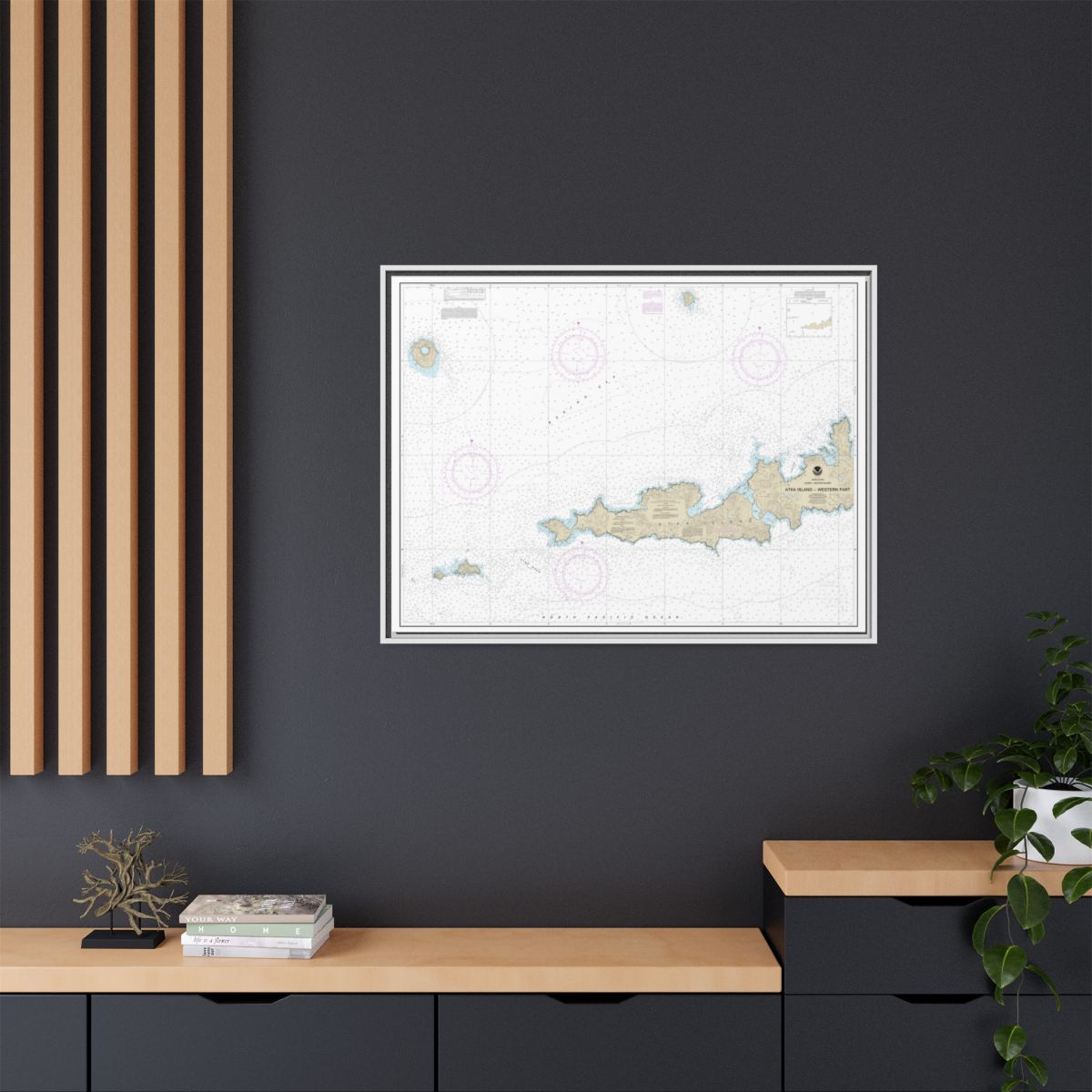 Chart 16486 Atka Island, western part - NOAA Nautical Chart Floating Frame Canvas | 32" x 24" | 40" x 30" - White context-2