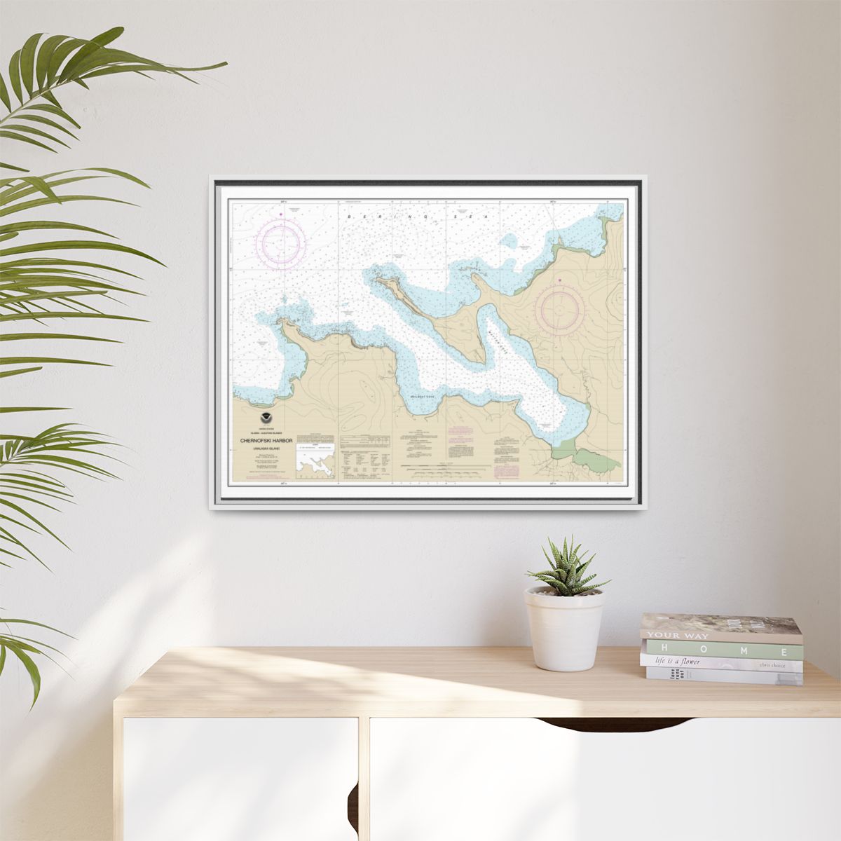 Chart 16516 Chernofski Harbor - NOAA Nautical Chart Floating Frame Canvas | 32" x 24" | 40" x 30" - White context-1