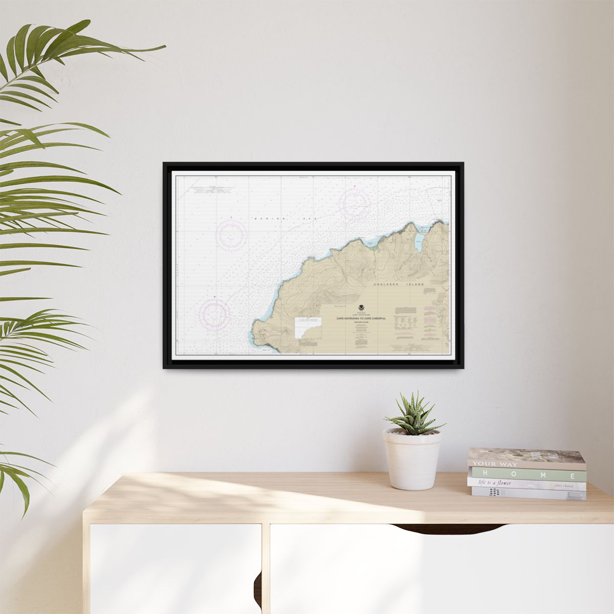 Chart 16518 Cape Kavrizhka to Cape Cheerful - NOAA Nautical Chart Floating Frame Canvas | 30" x 20" | 36" x 24" | 48" x 32" - Black context-1