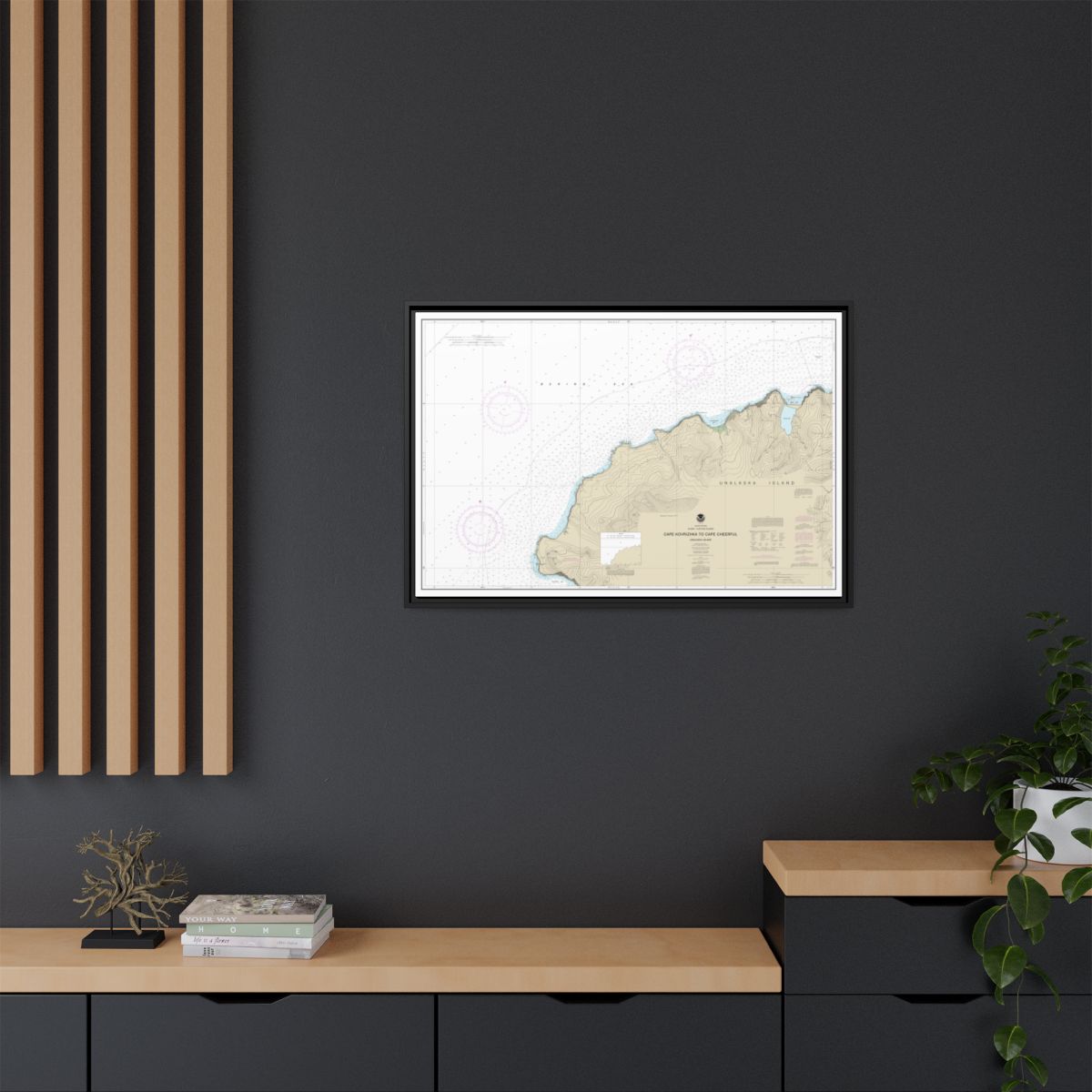 Chart 16518 Cape Kavrizhka to Cape Cheerful - NOAA Nautical Chart Floating Frame Canvas | 30" x 20" | 36" x 24" | 48" x 32" - Black context-2