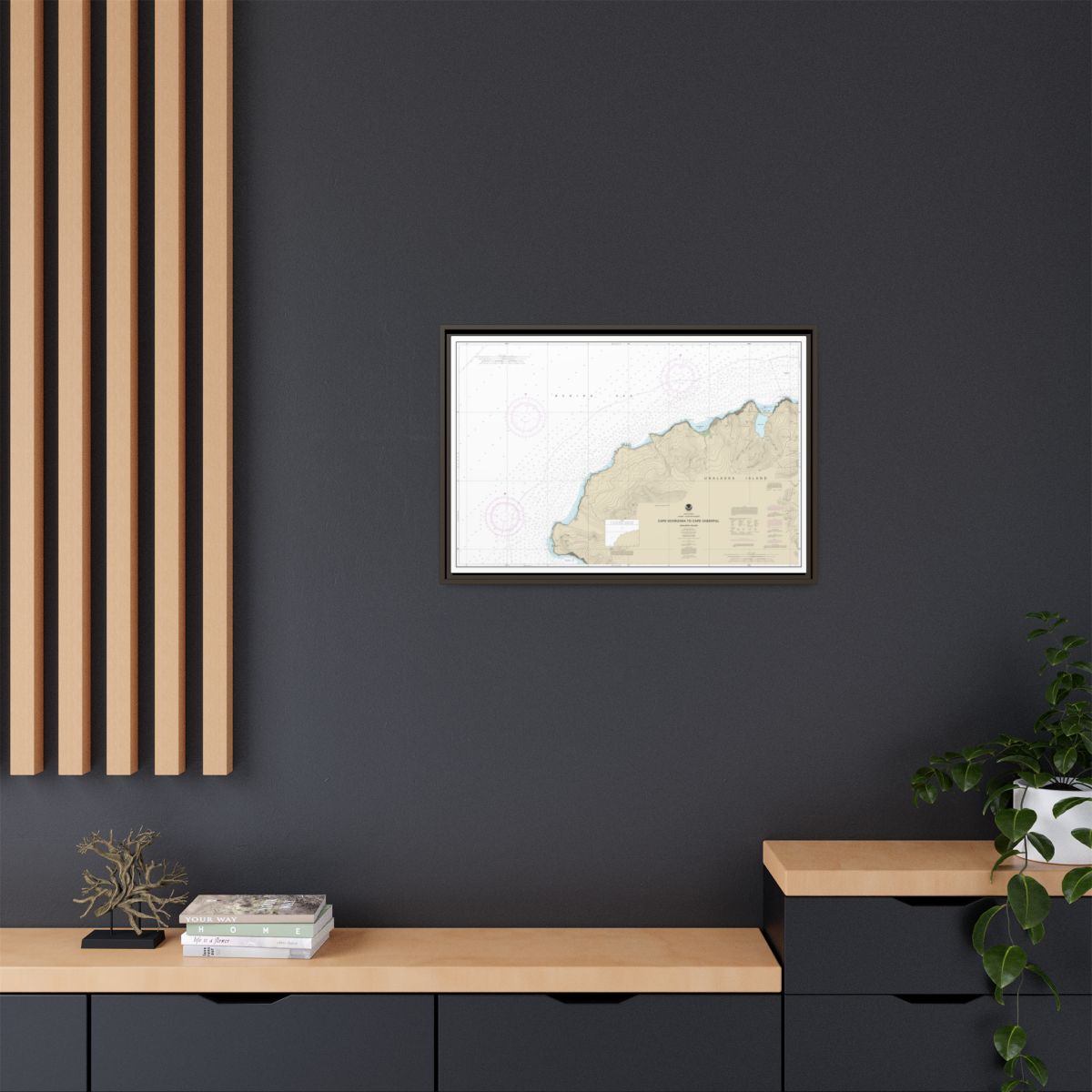 Chart 16518 Cape Kavrizhka to Cape Cheerful - NOAA Nautical Chart Floating Frame Canvas | 30" x 20" | 36" x 24" | 48" x 32" - Espresso context-2