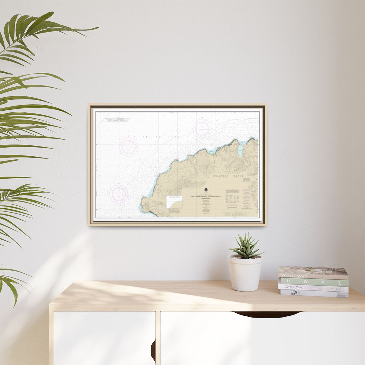 Chart 16518 Cape Kavrizhka to Cape Cheerful - NOAA Nautical Chart Floating Frame Canvas | 30" x 20" | 36" x 24" | 48" x 32" - Natural context-1
