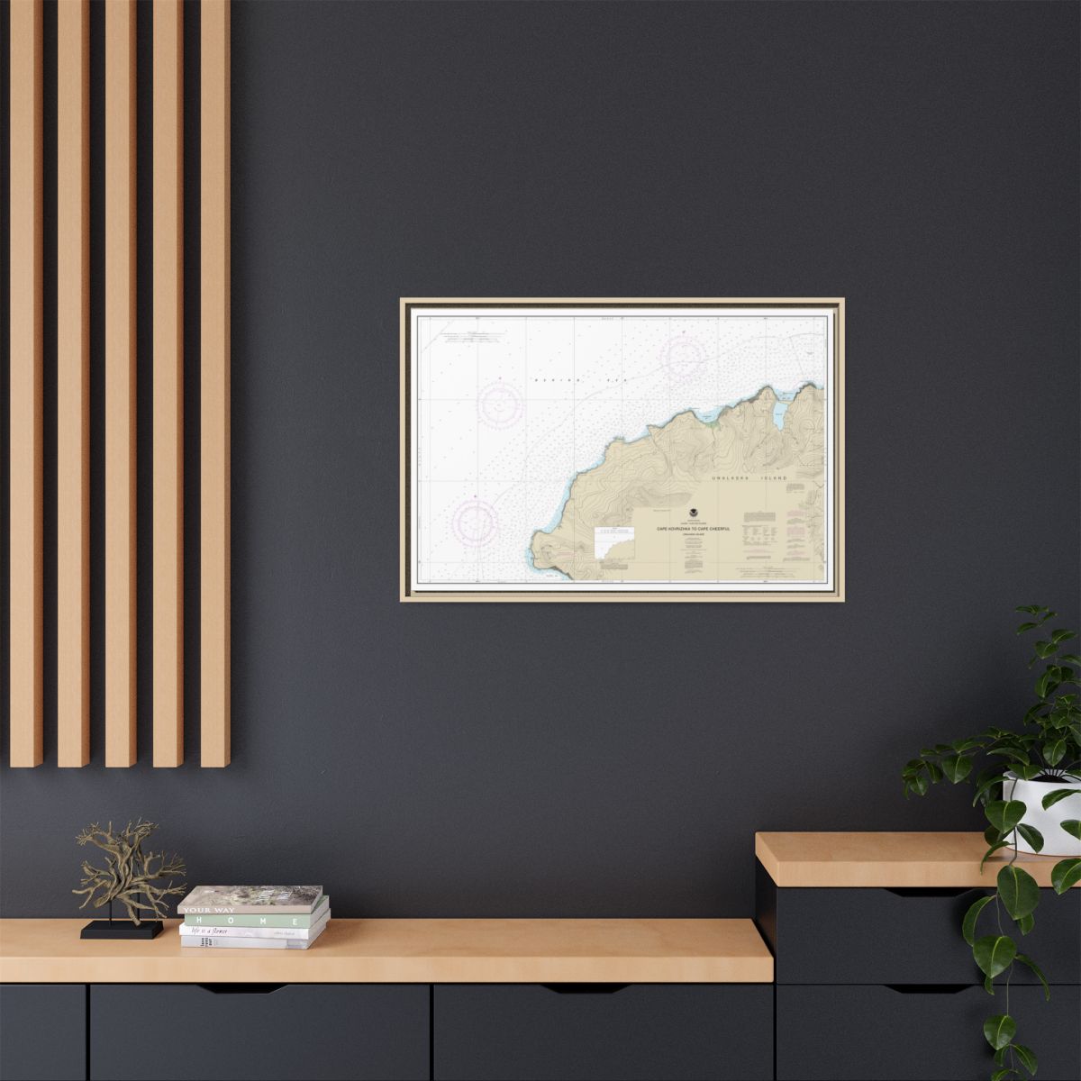 Chart 16518 Cape Kavrizhka to Cape Cheerful - NOAA Nautical Chart Floating Frame Canvas | 30" x 20" | 36" x 24" | 48" x 32" - Natural context-2