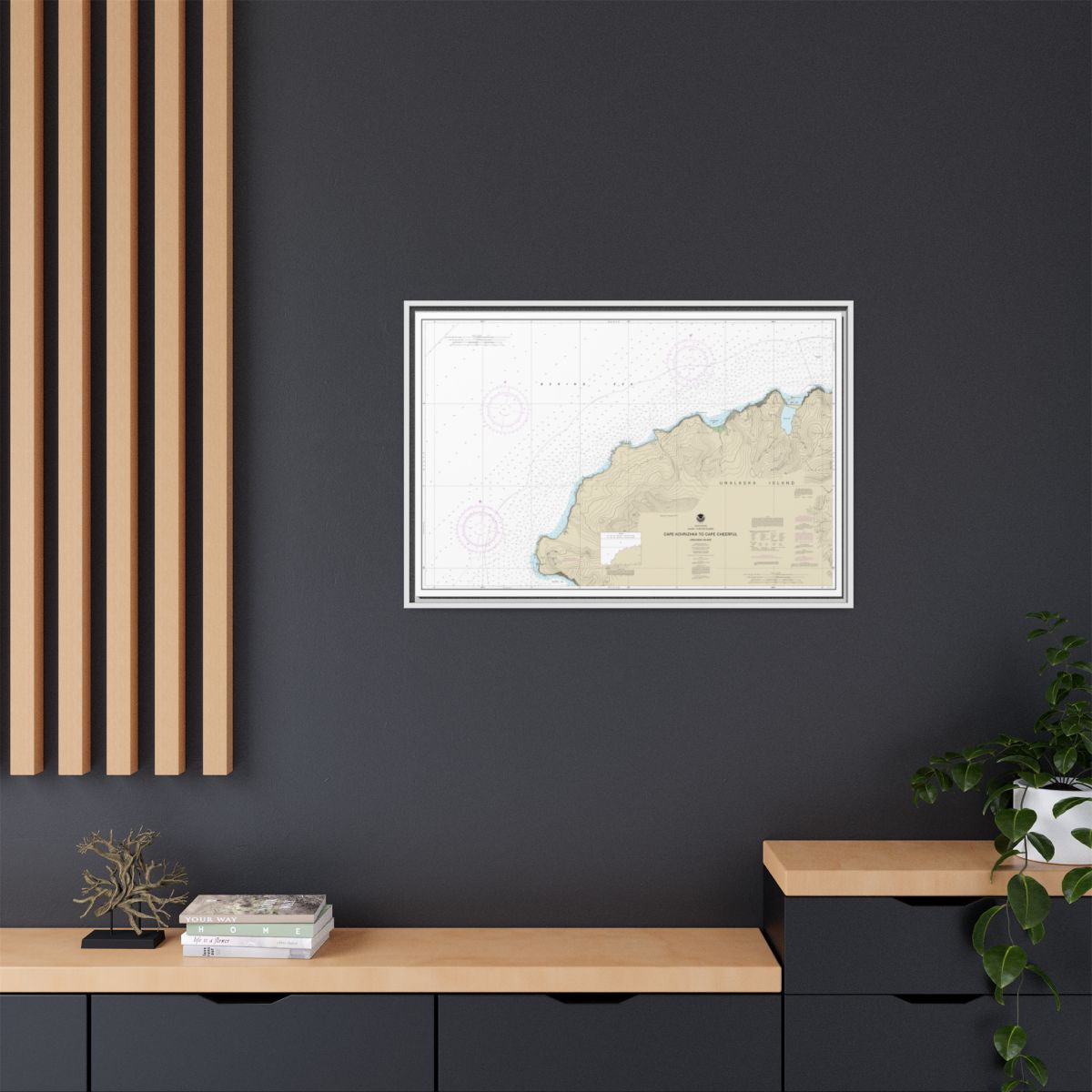 Chart 16518 Cape Kavrizhka to Cape Cheerful - NOAA Nautical Chart Floating Frame Canvas | 30" x 20" | 36" x 24" | 48" x 32" - White context-2