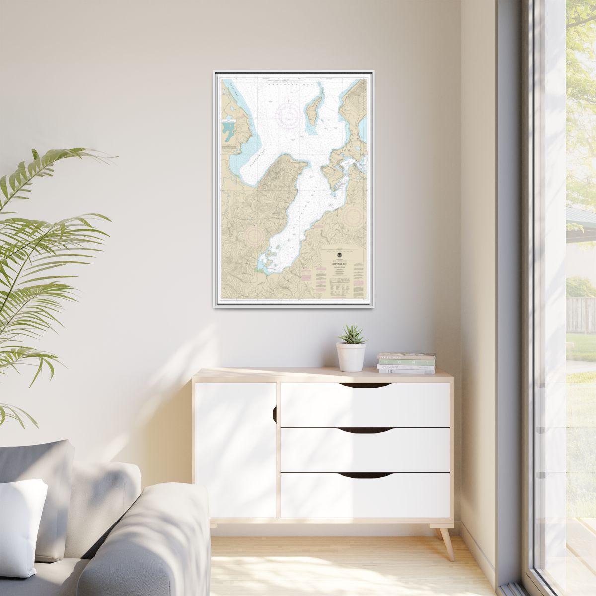 Chart 16530 Captains Bay - NOAA Nautical Chart Floating Frame Canvas | 20" x 30" | 24" x 36" | 32" x 48" - White context-1