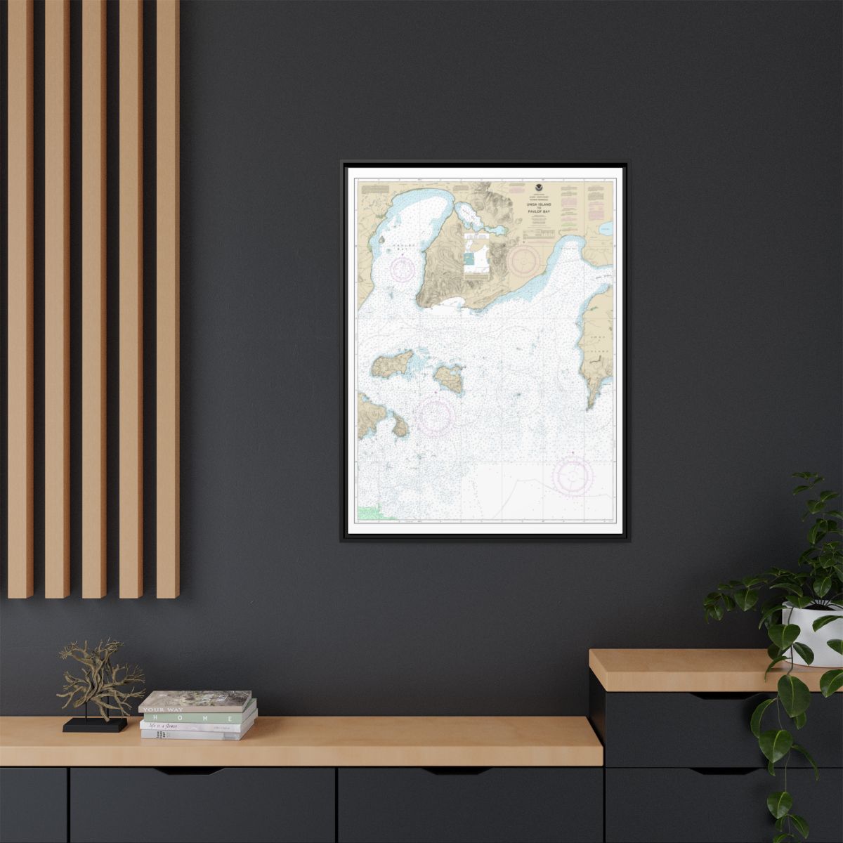 Chart 16551 Unga Island to Pavlof Bay, Alaska Pen. - NOAA Nautical Chart Floating Frame Canvas | 24" x 32" | 30" x 40" - Black context-2