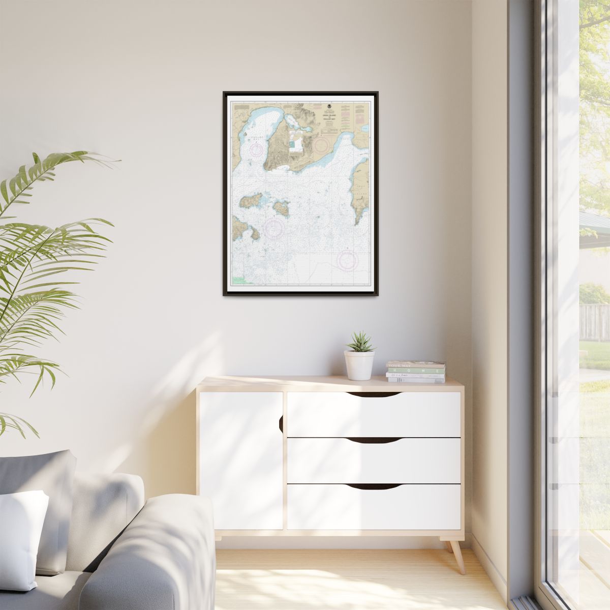 Chart 16551 Unga Island to Pavlof Bay, Alaska Pen. - NOAA Nautical Chart Floating Frame Canvas | 24" x 32" | 30" x 40" - Espresso context-1
