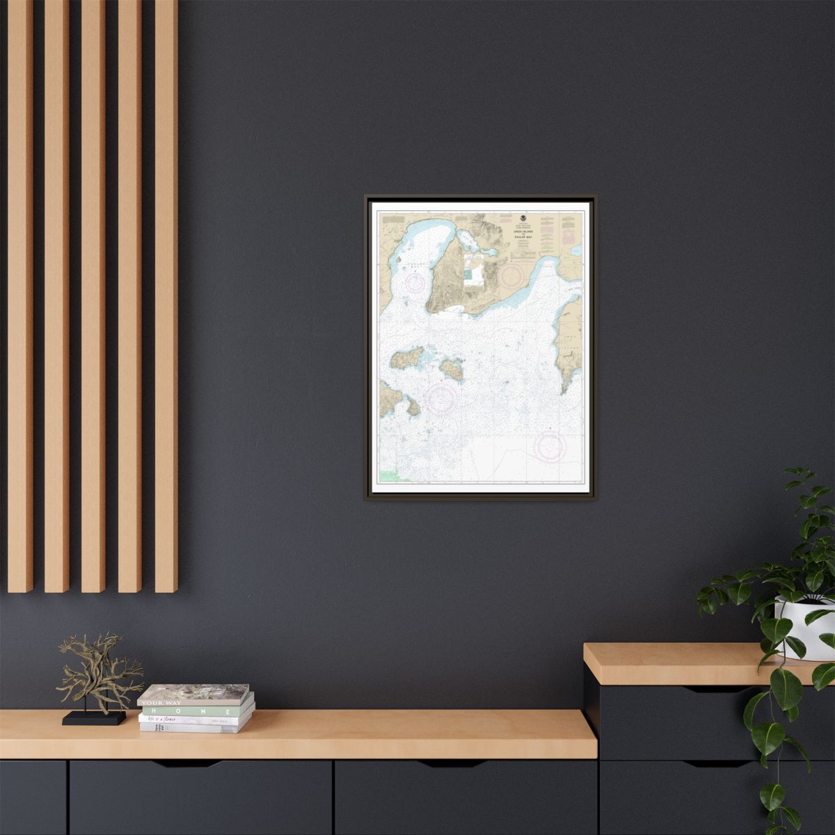 Chart 16551 Unga Island to Pavlof Bay, Alaska Pen. - NOAA Nautical Chart Floating Frame Canvas | 24" x 32" | 30" x 40" - Espresso context-2