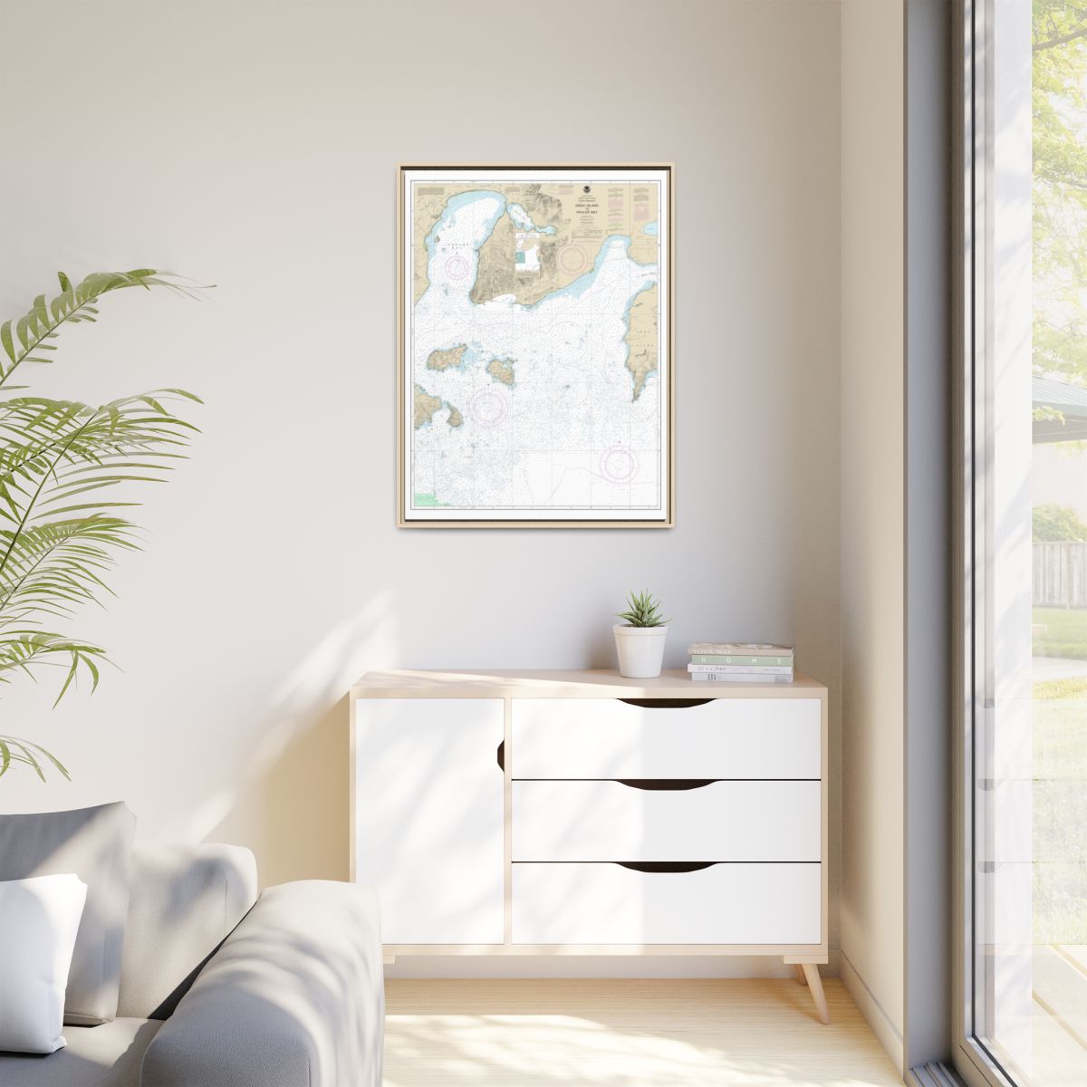 Chart 16551 Unga Island to Pavlof Bay, Alaska Pen. - NOAA Nautical Chart Floating Frame Canvas | 24" x 32" | 30" x 40" - Natural context-1