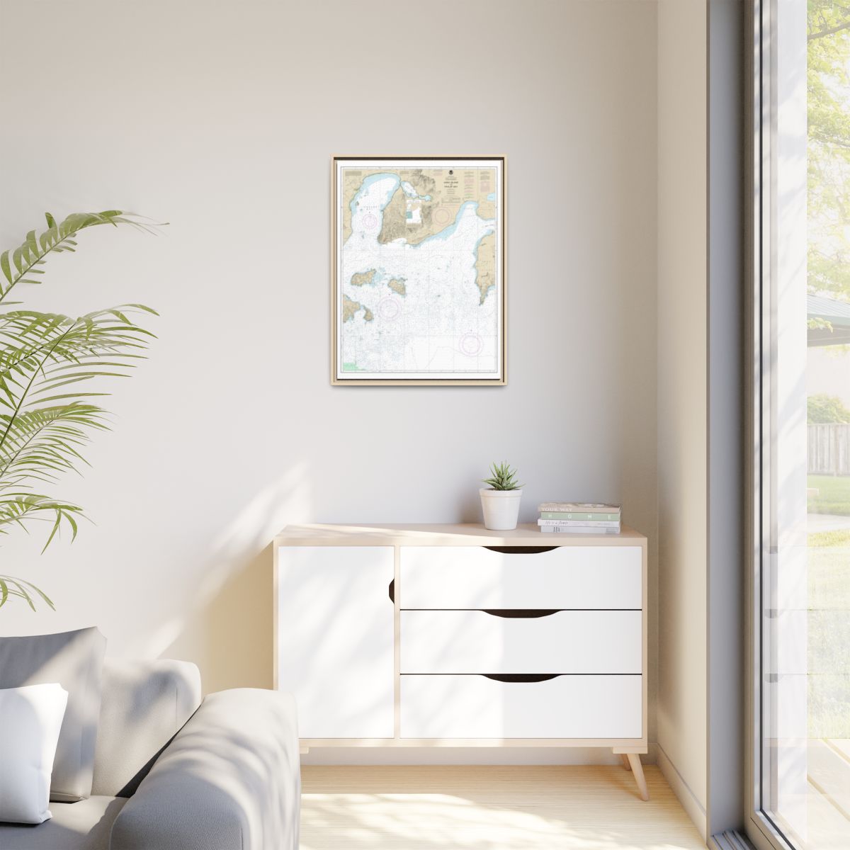 Chart 16551 Unga Island to Pavlof Bay, Alaska Pen. - NOAA Nautical Chart Floating Frame Canvas | 24" x 32" | 30" x 40" - Natural context-1