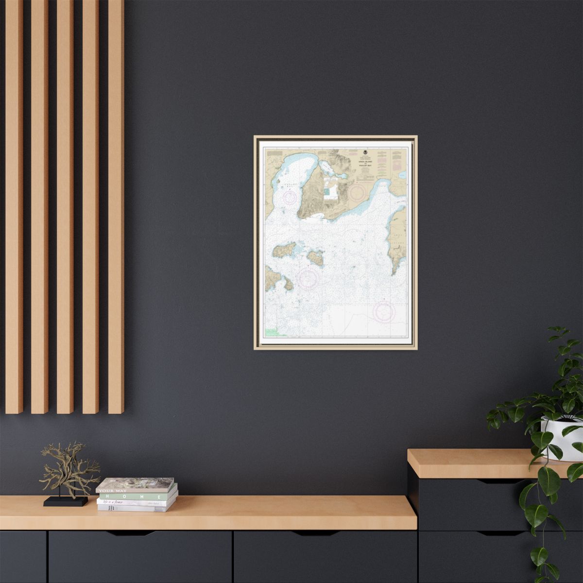 Chart 16551 Unga Island to Pavlof Bay, Alaska Pen. - NOAA Nautical Chart Floating Frame Canvas | 24" x 32" | 30" x 40" - Natural context-2